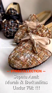 Sepatu Slip On Anak Perempuan Selop Flat Shoes Pesta Anak Sol Karet Anti Slip /CK