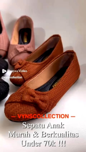 Sepatu Balet Anak Perempuan Flatshoes Slip On Sol Karet Hitam Empuk Anti Licin