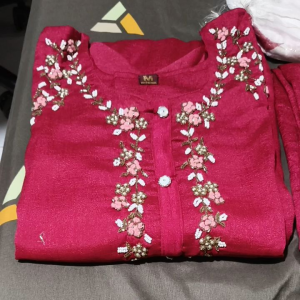 SG Ready stock -Aadi sale - storewide soft chinnon kurti with lining Zardosi hand work pants & Floral Dupatta