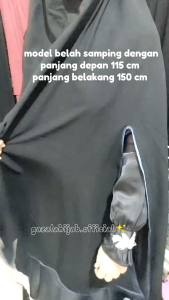 Jilbab Jumbo JETBLACK Hitam Pekat model Handsplit belah samping bahan Jetblack MTH Leuwitex