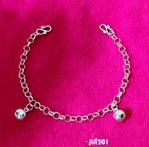 🌈AAbaby Galleries AA201 Original Baby Silver Anklet Bracelet 2 Round Bells (Rantai Kaki/Tangan/Gelang Kanak)