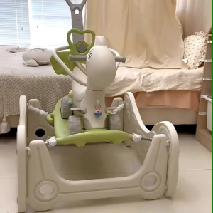 4-in-1 Unicorn Ride-On Toy for Toddlers | Trampoline Rocking Horse Cart & Slide Modes