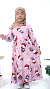 GAMIS ANAK MOTIF LABUBU USIA 2-11 thnrayon premium adem edisi terbatas tanfa hijab