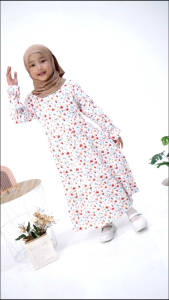 GAMIS ANAK MOTIF BUNGA rayon premium 2-14 thn tanfa hijab Rayon motif bunga series edisi terbatas
