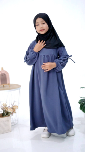 GAMIS ANAK LABUBU Usia 2-11 Tahun Crinkle Airflow ademnyamananti kusut Tanfa hijab