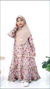 GAMIS ANAK PEREMPUAN SET HIJABRAYON PREMIUM MOTIF BUNGA FEAT JERSEY PREMIUM 2-11 thn edisi terbatas