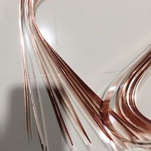 แผ่นทองแดงบริสุทธิ์99.9% หนา 0.3 มิล กว้าง 1-2.5ซม. ยาว 122ซม.