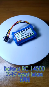 Baterai RC 14500 2X Li-ion 3000mAh 7.4V 3PIN Soket Hitam