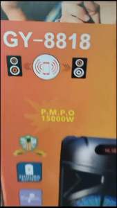Original *8.5 MODEL GY- 8818 INCHES X 3 * *P.M.P.O 15000 WATT* PORTABLE HIGH QUALITY BLUETOOTH SPEAKER WITH WIRELESS MICROPHONE Audio karaoke