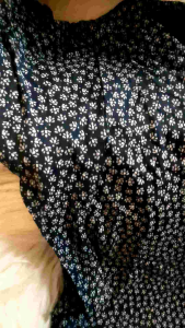 MMINIOUTLET H&M women top navy printed ruffles sleeves top 女性上衣