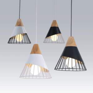 【COD&Ready Stocks &free bulb】Rohstar E27 Eco friendly wooden New model design lampshade pendant