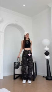 New Arrival 🍁 กางเกงคาร์โก้ผู้หญิงลายทหารสวยเท่ห์สุดๆ พร้อมส่ง