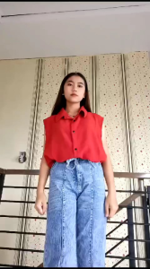 Inner Slevess Kerah Kemeja Kancing & Kemeja Casual Wanita Musim Panas