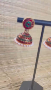 Stone earrings with Pearl Jumkhas