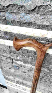 tongkat jalan kayu kelor Jawa motif cula D102