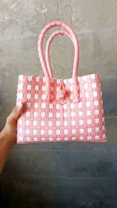 TAS ANYAMAN JALI PREMIUM SIZE S WARNA BABY PINK TAS WANITA TAS PLASTIK