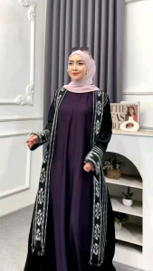DRESS WANITA INNER LONG OUTER GAMIS MUSLIMAH BAHAN TWILL MIX TENUN