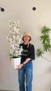 [ออกใบกำกับภาษีได้] 💕✨ต้นซากุระขาวหิมะปลอม พร้อมกระถาง 70-90 ซม. พร้อมส่ง ครบชุดตามรูปรายกานสินค้า สินค้าใหม่แนะนำ