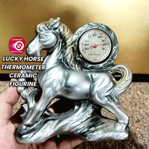 LUCKY HORSE THERMOMETER CERAMIC FIGURINE • JAPAN SURPLUS • HOME DECOR