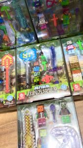 Pixel Block World Toy Set with Colorful Swords Tools & Mini Figures – Kids Gift Toy