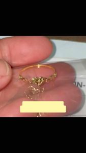 PAWNABLE 18K Saudi Gold Lightweight Heart Dia Cut with Cadena Ring(Open back Heart)