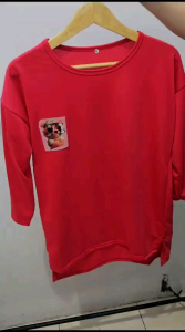 Atasan Oversize Lengan 7/8 Gambar Belakang Print DTF  / Kaos Oversize Wanita Model Panjang Belakang / Atasan Wanita Ukuran L XL Dan XXL Bisa Seragaman