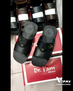 SANDAL KULIT PRIA DR. IAM 4042 HITAM ( PRODUKSI SENDIRI )