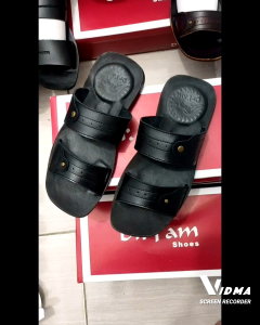 SANDAL KULIT PRIA DR. IAM 4012 HITAM ( PRODUKSI SENDIRI )