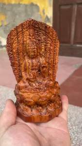 Tượng 2 Mặt Phật Quan Âm ngồi đài sen bảo hộ tâm linh cao Để ô tô Để phòng trà gỗ sưa mun kích thước cao 13-8cm