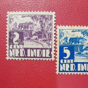 Prangko Ned Indie Kuno 2 Pcs Seri Kerbau Tahun 1934-1937 UN USED