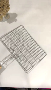 panggangan ikan ayam bakar stainless kecil 32x22 cm besar 29x47gagang kayu