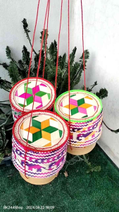 กระติบข้าวเหนียวทรงกระบอกขนาด 4.5- 5นิ้ว ลายช้างคละสี