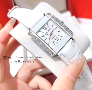 นาฬิกาผู้หญิง Royal Crown แท้100% สีเงินหน้าปัดขาวมุกสายหนังแท้กันน้ำมีบัตรับประกัน1ปีจัดส่งพร้อมกล่องครบเช็ค