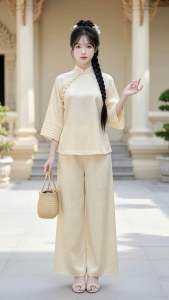Đồ đôi mẹ và bé set đồ đôi đồ lam đi chùa trung thu lễ tết cho mẹ và bé. Mẹ 40-75kg bé 15-39kg. Gấm hoa + hàng cúc bọc xinh đẹp tỉ mỉ