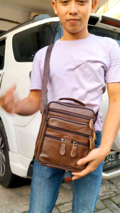 tas kulit sapi pria wanita selempang pinggang multifungsi untuk tas kerja dan bisa di pakai untuk sehari hari bisa cod