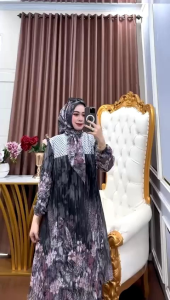 DRESS CERUTY BABYDOLL PREMIUM PLISKET SET HIJAB MIX RENDA