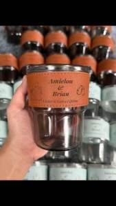 Personalized Laser Engraved Jojo Sippy Glass Coffee Mug with Leather Sleeve( with straw) Gift Ideas Souvenir Giveaway Wedding Birthday Baptism Christening