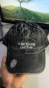 Topi Dewasa Border Wild Young & Free Terbaru Bahan Denim Topi Washed
