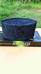 Peci hitam  dewasa motif bulu macan