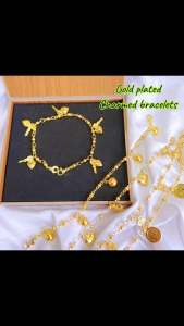 ZIHANG JEWELRY 24K Gold plated barshela high quality chained plain bracelet for women