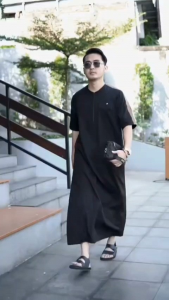 Razwan: Gamis Pria Dewasa Lengan Pendek & Jubah Pria Dewasa Kerah Basic