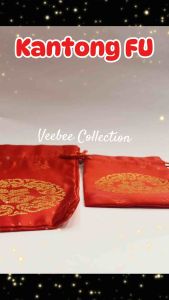 Pouch Serut Fu motif Chinese 10x13 13x18cm/ Pouch sovenir/Pouch serut imlek tingjing lamaran engagement