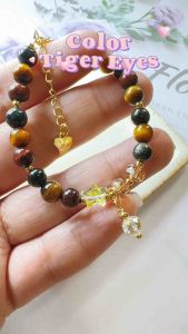 Gelang Tangan Kristal Natural Crystal Color Tiger Eyes Stone Bracelet 纯天然水晶彩虎眼石手链