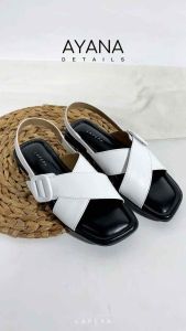 SANDAL LAPEPA AYANA Sepatu Sandal Wanita Teplek Silang dua Tali Strap Belakang Sendal Flat Cewek Empuk Official Store