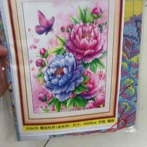 Tranh thêu Hoa mẫu đơn 83647B kích thước 50 x 68 cm