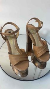 Dép sandal cao gót 12cm FAROSA - K60 giày xăng đan đế đúp trước gót trụ vân gỗ sang chảnh