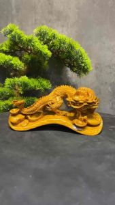 tượng rồng phong thủy linh vật huyền bí gỗ huyết long ngang 20cm