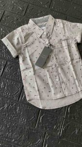 Kemeja Anak Full Printing Warna Abu Lengan Pendek Bisa COD