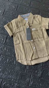 Kemeja Anak Lengan Pendek Motif Polos Warna Mocca Best Seller Bisa COD