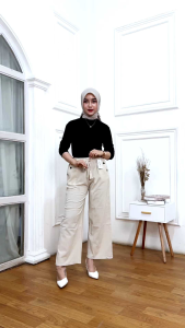 Celana Panjang Kulot Wanita Jumbo Linen Crinkle